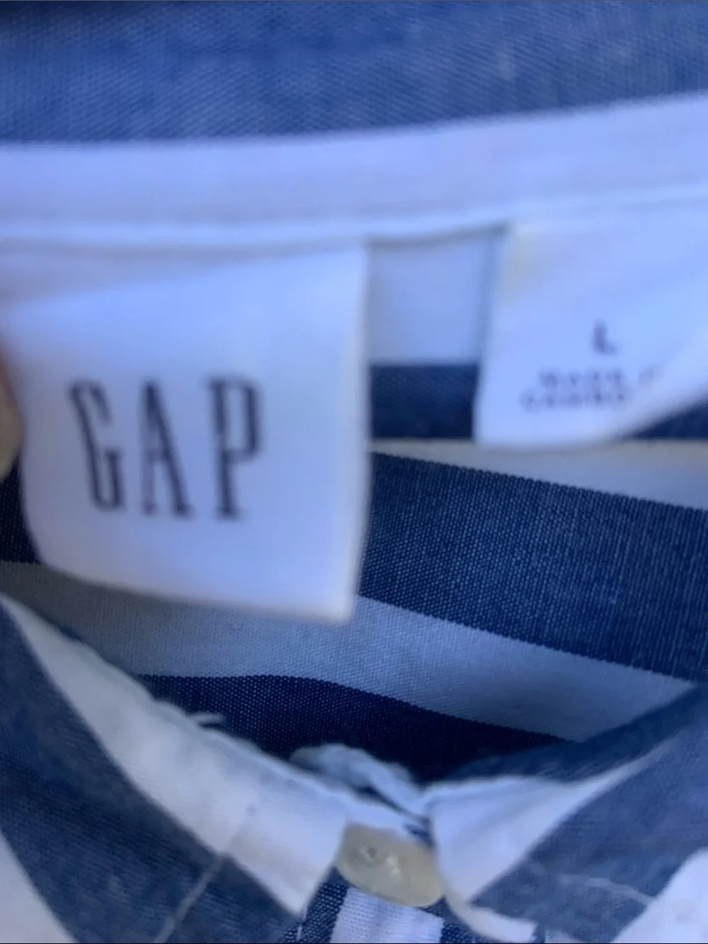 GAP Navy and White Striped Button-Down Shirt